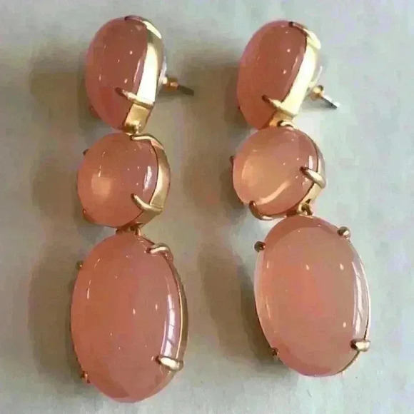 J Crew new Triple stone drop earrings bright pink - Picture 8 of 8